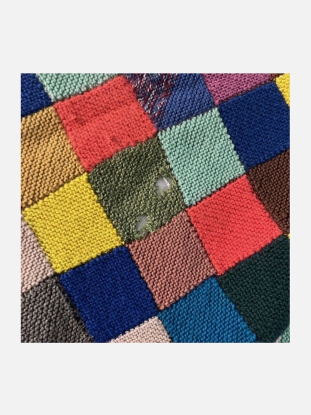 Vtg Large Hand Knit Colorful Crotchet Small Granny Squared Afghan Blanket 80x50 - Picture 7 of 7